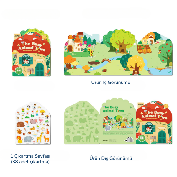 Yeniden Kullanılabilir Jel Çıkartma Seti - Hayvan Kasabası