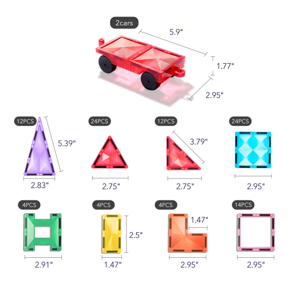 Mideer Renkli Magnetic Tiles -  100 Parça