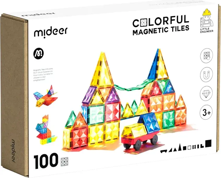Mideer Renkli Magnetic Tiles -  100 Parça