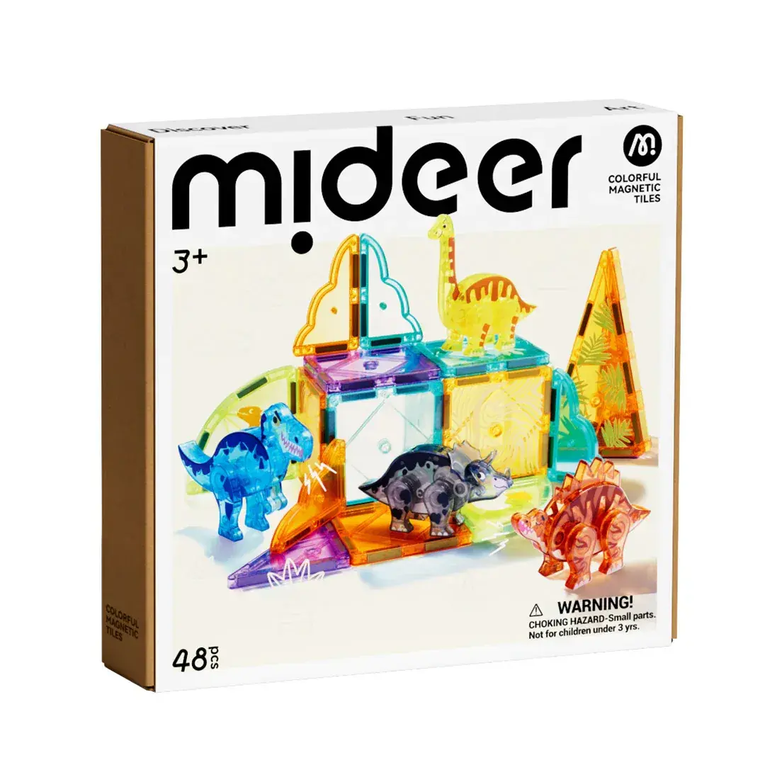 Mideer Renkli Magnetic Tiles -  Jurassic Macerası