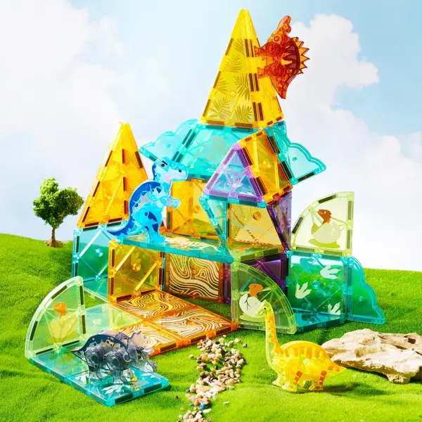 Mideer Renkli Magnetic Tiles -  Jurassic Macerası