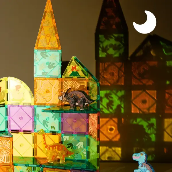 Mideer Renkli Magnetic Tiles -  Jurassic Macerası