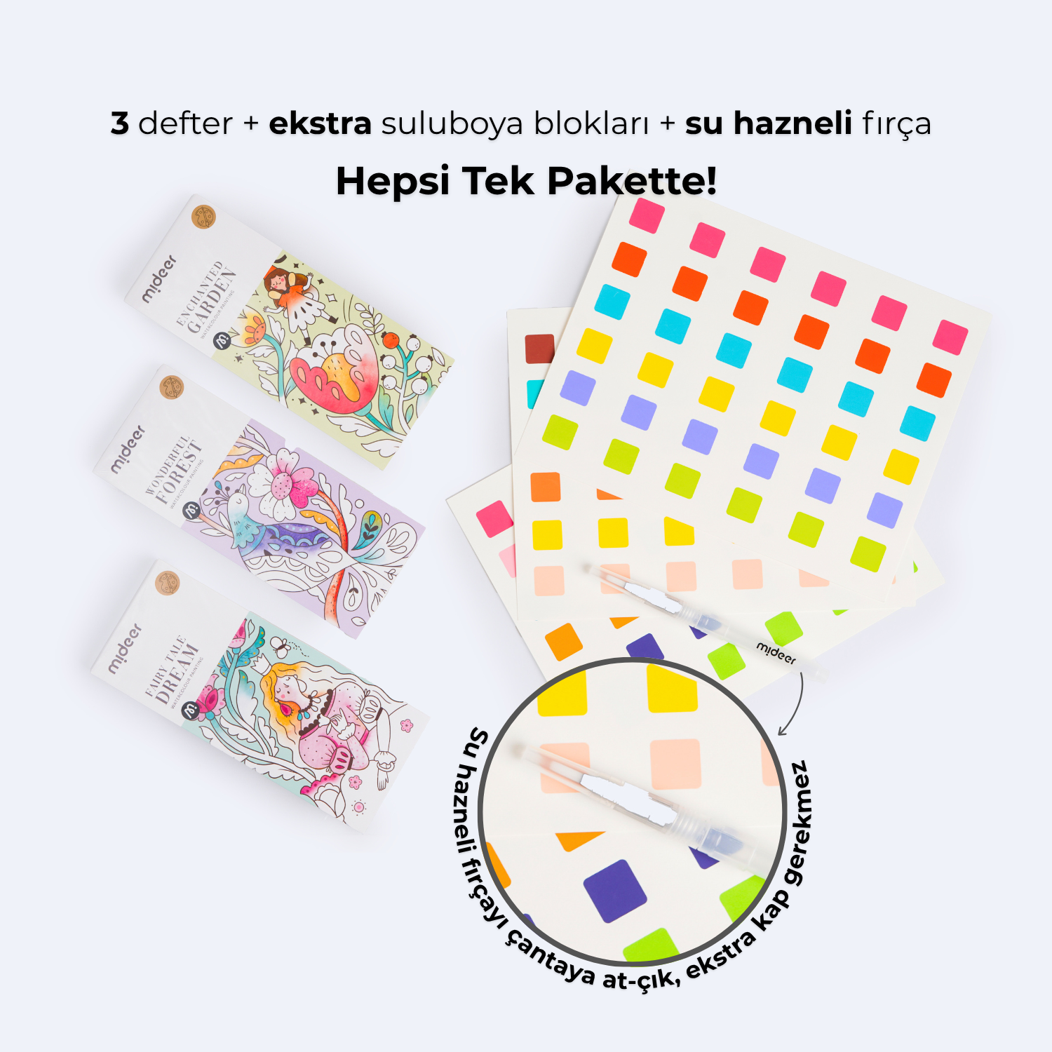 Mideer 3ü 1 Arada Sulu Boya Hediye Seti