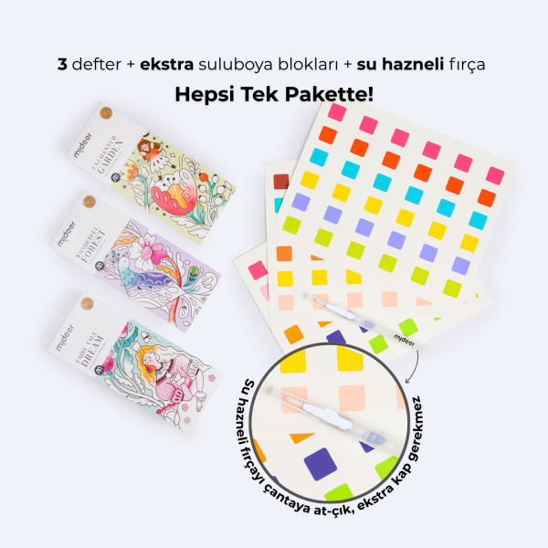 Mideer 3'lü Akıllı Sulu Boya Defteri Seti