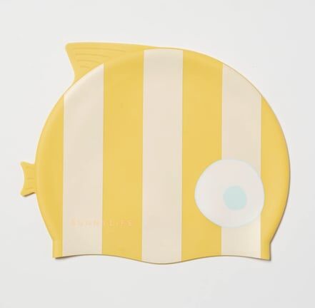 Çocuk Yüzme Bonesi Fish Mustard Stripe