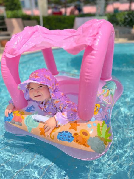 UV Korumalı Alt Üst Kız Bebek Set - Rainbow Unicorn Lilac 18-24 Ay