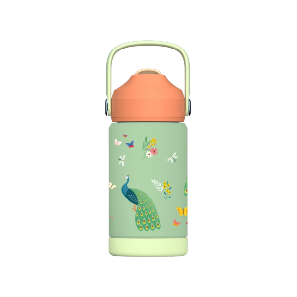 FlipSip Çocuk Su Termosu - Peacock Queen, 360 ml