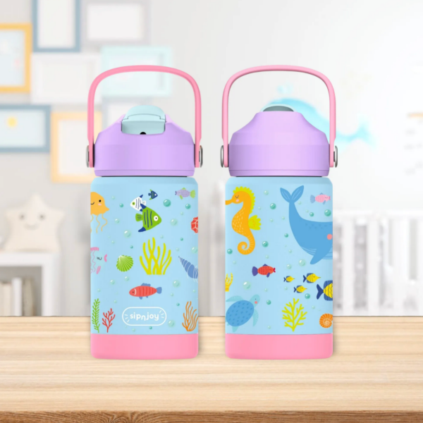 FlipSip Çocuk Su Termosu - Ocean Whispers, 360 ml