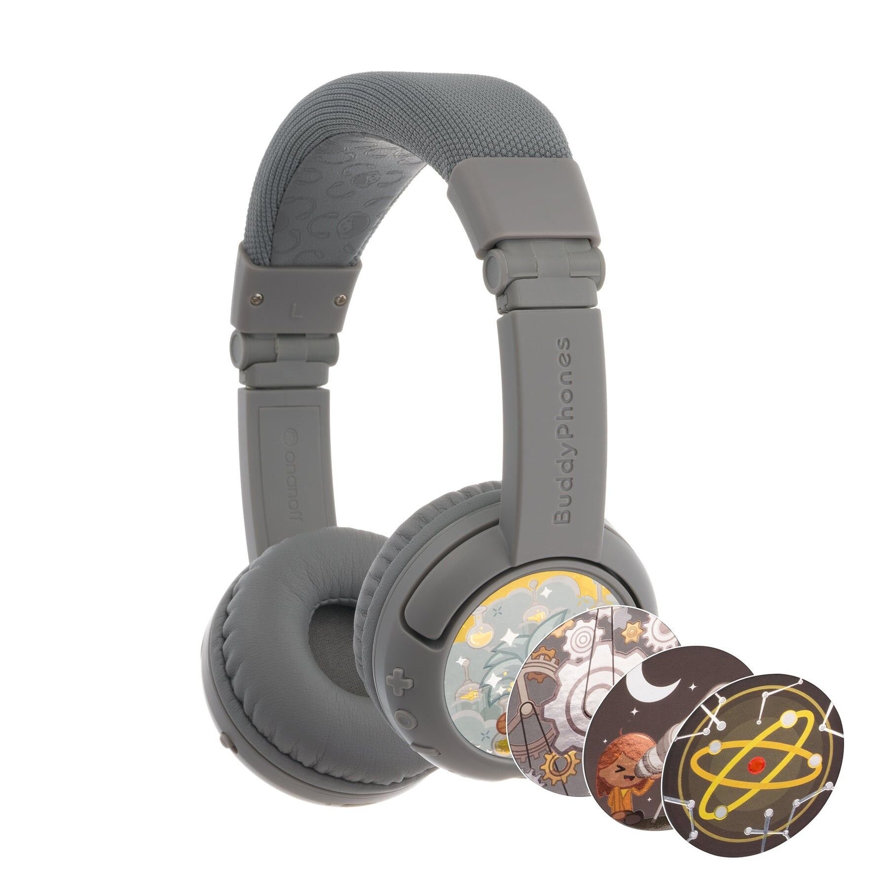 Onanoff BuddyPhones Play Plus - Kulak Üstü Kulaklık Gri