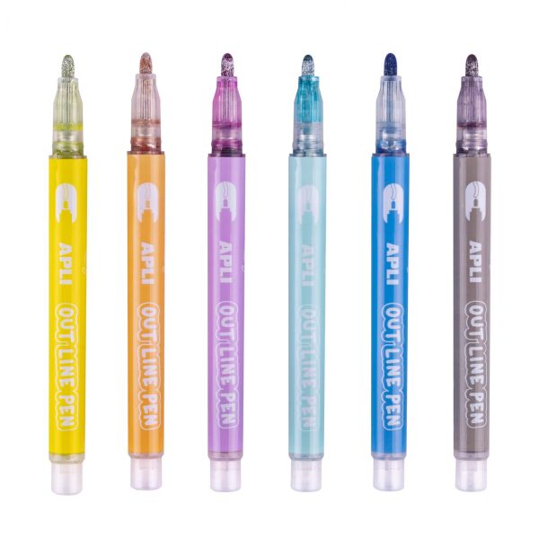 Metalik Çift Çizgili Kontur Kalem Seti