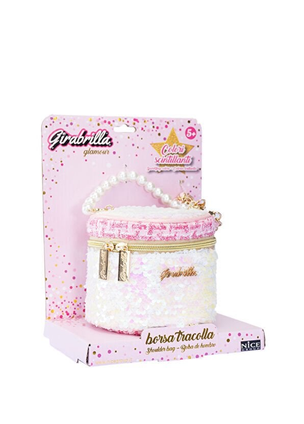 Pembe Işıltılı İncili Omuz Çantası