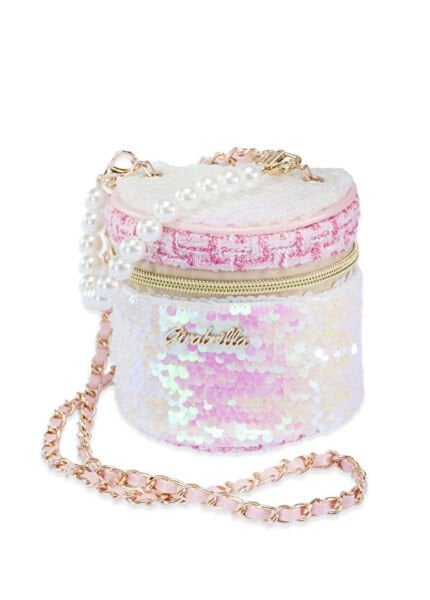 Pembe Işıltılı İncili Omuz Çantası