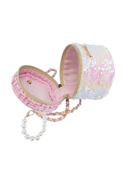 Pembe Işıltılı İncili Omuz Çantası
