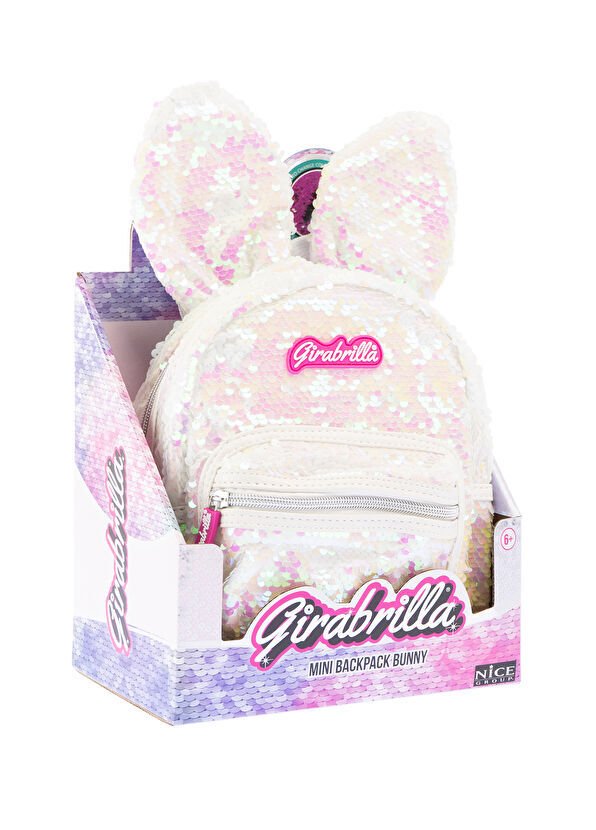 Payetli Tavşan Sırt Çantası - Ekru