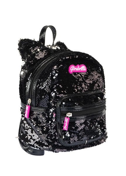 Mini Payetli Kitty Sırt Çantası - Siyah