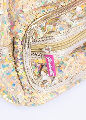 Mini Payetli Kitty Sırt Çantası - Gold