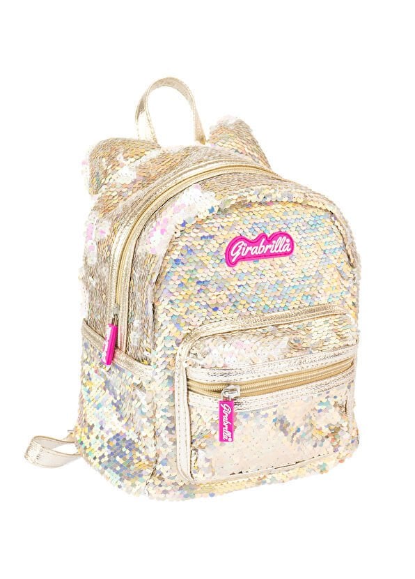 Mini Payetli Kitty Sırt Çantası - Gold