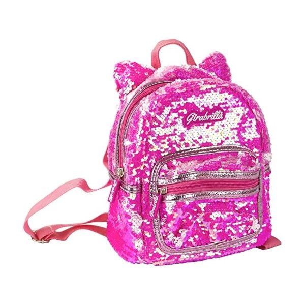 Mini Payetli Kitty Sırt Çantası - Pembe