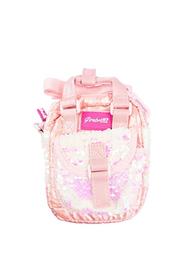 Payetli Puffer Çocuk Omuz Çantası - Pembe