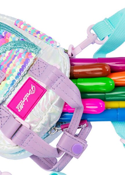 Payetli Puffer Çocuk Omuz Çantası - Turkuaz