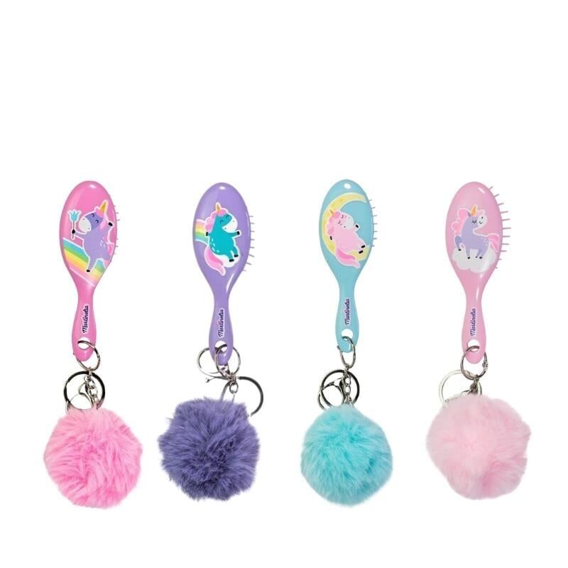 Martinelia Anahtarlık ve Mini Saç Fırçası-Pembe(koyu)