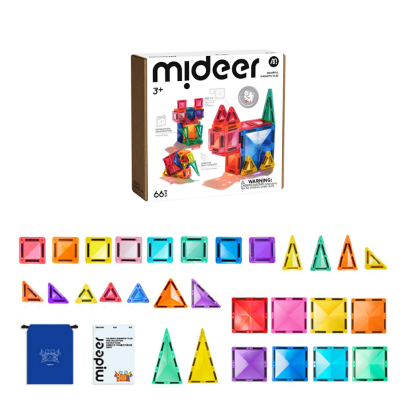 Mideer Magnetic Tiles - Mini Collection, 66 Parça