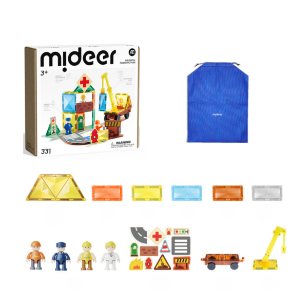 Mideer Magnetic Tiles - Şehir Kahramanları, 33 Parça
