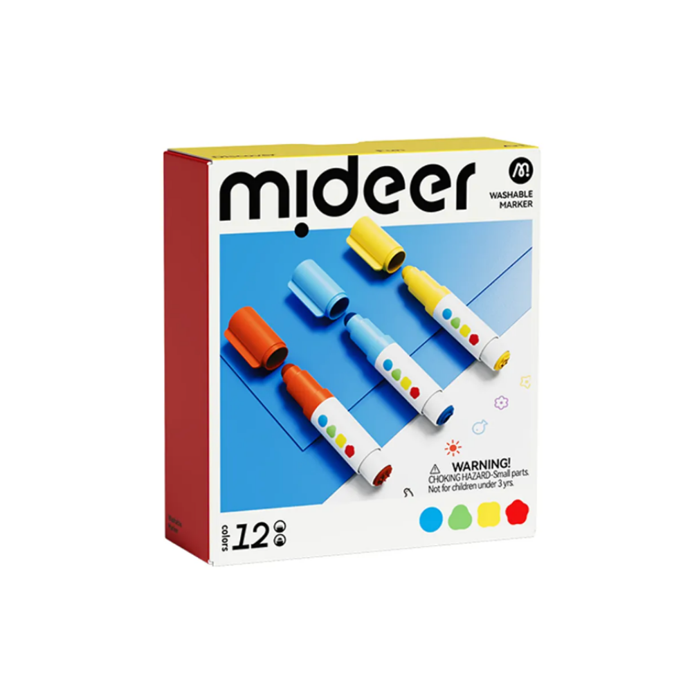 Yuvarlak Uçlu Yıkanabilir Marker - 12 Renk