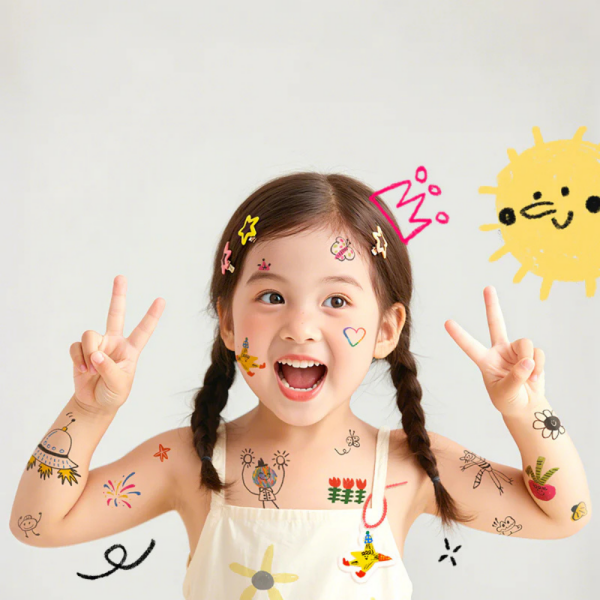 Basic Eğlenceli Dövme Çıkartmaları - Pembe, 20 Parça