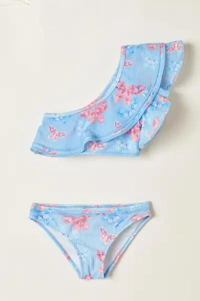 Floral Butterflies Tek Omuzlu Bikini 3-4 Yaş