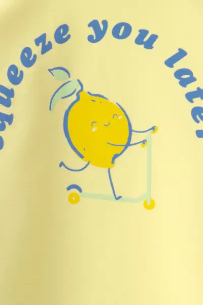 Limon Desenli Güneş Korumalı Mayo Seti