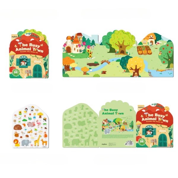 Mideer Yeniden Kullanılabilir Jel Çıkartma Seti Hayvan Kasabası