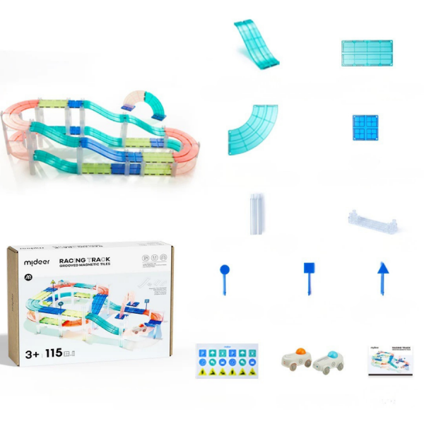 Mideer Magnetic Tiles - Arabalı Yarış Pisti