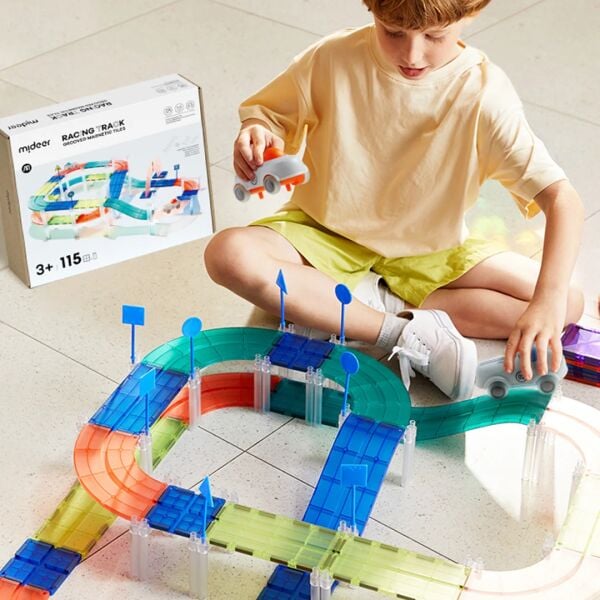 Mideer Magnetic Tiles Arabalı Yarış Pisti - 115 Parça