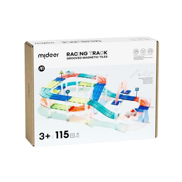 Mideer Magnetic Tiles Arabalı Yarış Pisti - 115 Parça