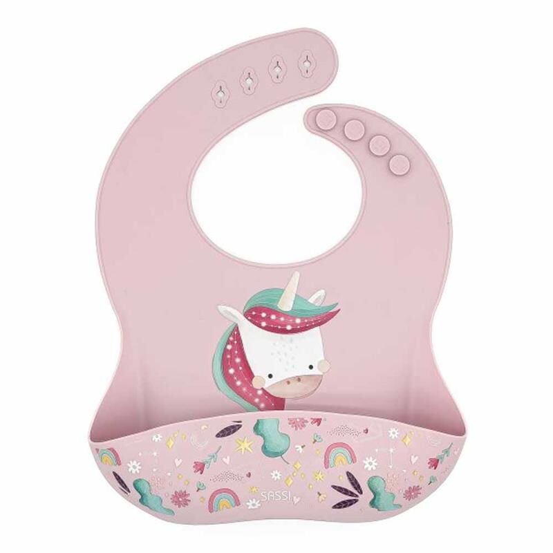 Silikon Cepli Mama Önlüğü - Sevimli Unicorn