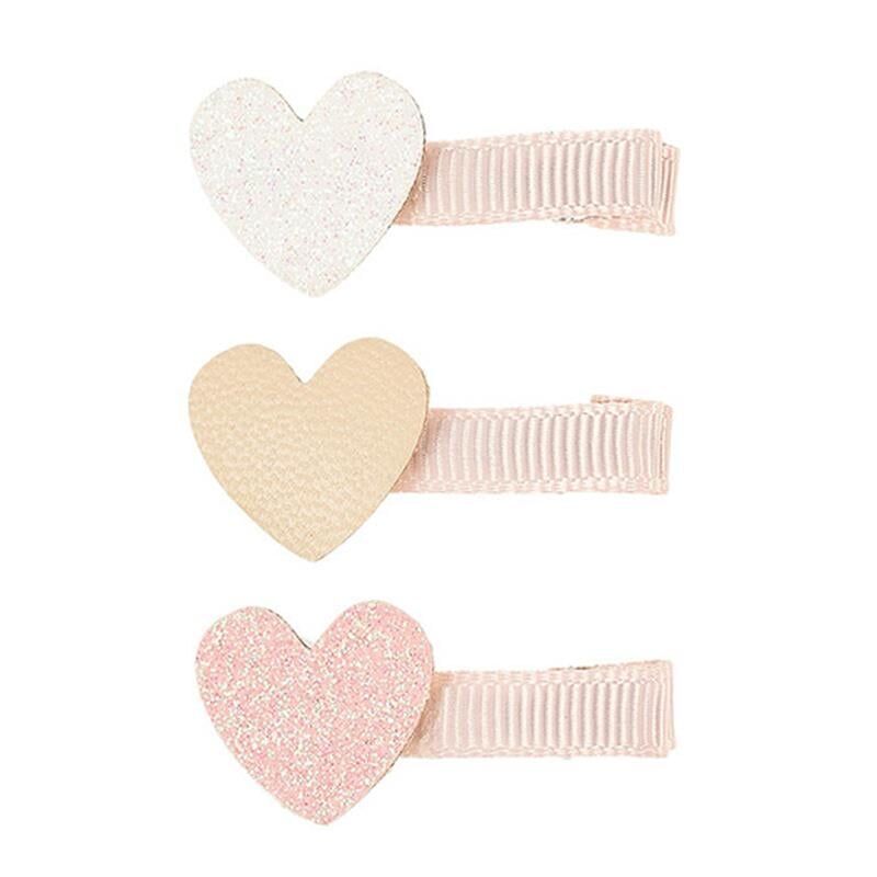 3lü Kalp Klipsli Toka - Pastel