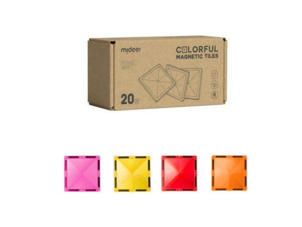 Magnetic Tiles - Basic, Sıcak Renkler, 20 Parça