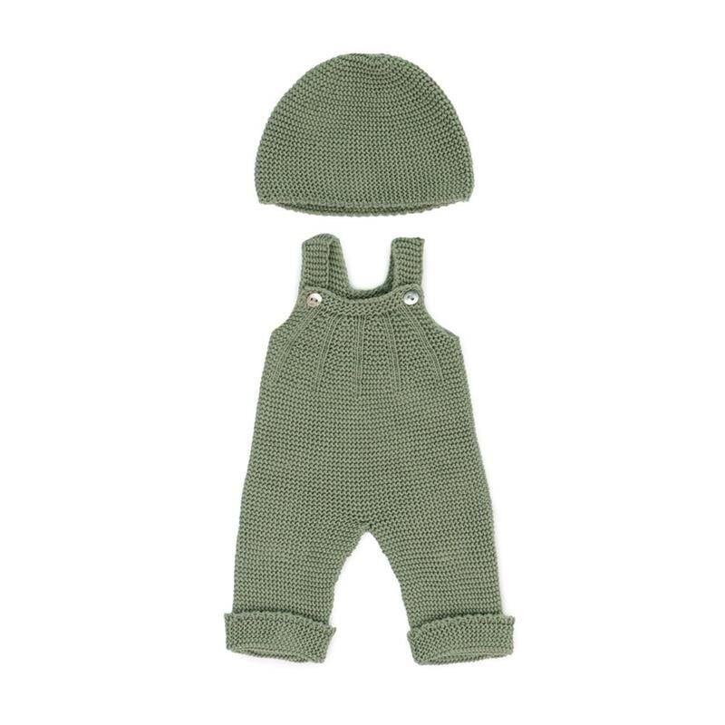 Örgü Oyuncak Bebek Kıyafeti (38 cm) -Salopet- Bere