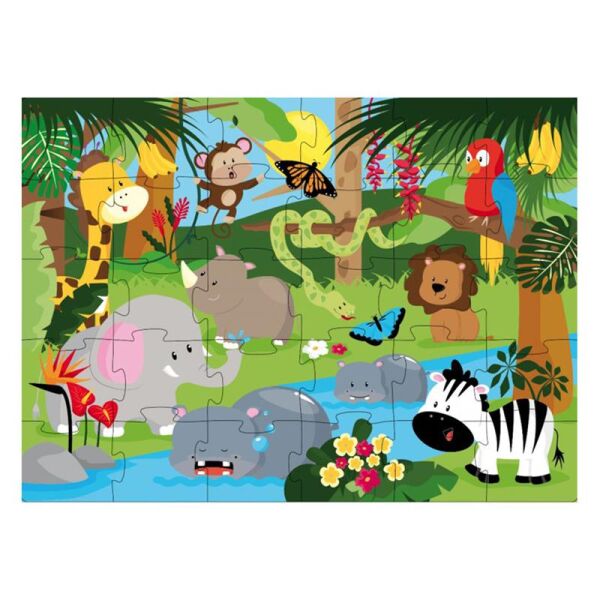 Jungle Animals - Book And Giant Puzzle